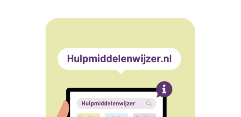 Een banner, afbeelding van de Vilans Hulpmiddelenwijzer voor op het intranet. 