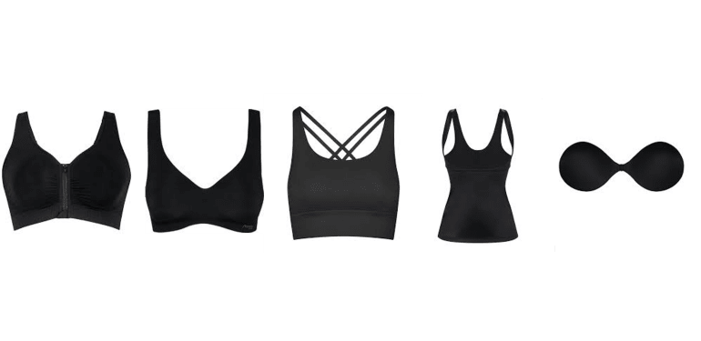 BH met voorsluiting, Bralette, Yoga BH, hemdje met extra ondersteuning en een plak BH